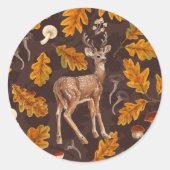 Herten in het herfstbos 2 ronde sticker (Voorkant)