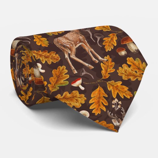 Herten in het herfstbos 2 stropdas (Opgerold)