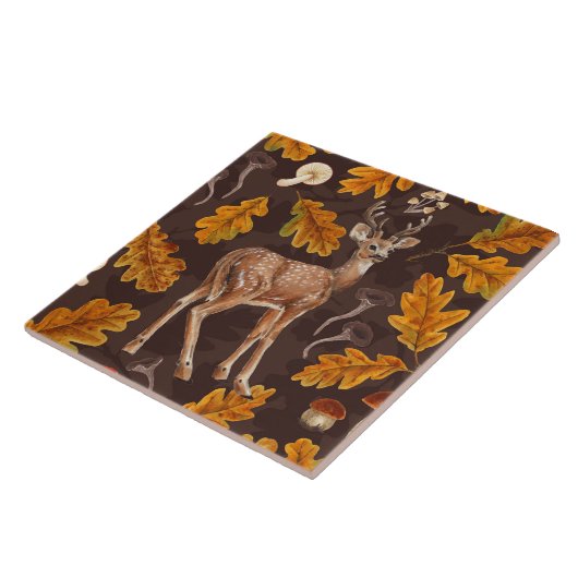 Herten in het herfstbos 2 tegeltje (Zijkant)