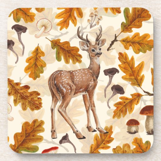 Herten in het herfstbos bier onderzetter (Voorkant)