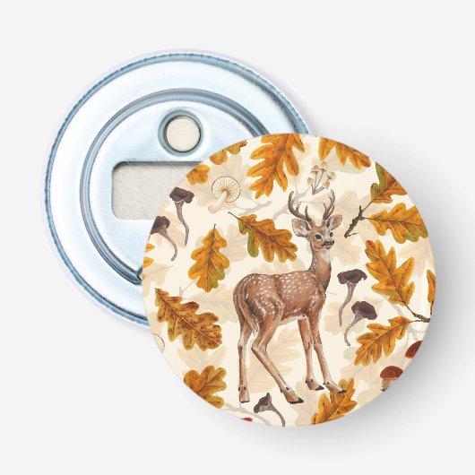 Herten in het herfstbos button flesopener (Voorkant)
