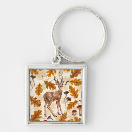 Herten in het herfstbos sleutelhanger (Voorkant)