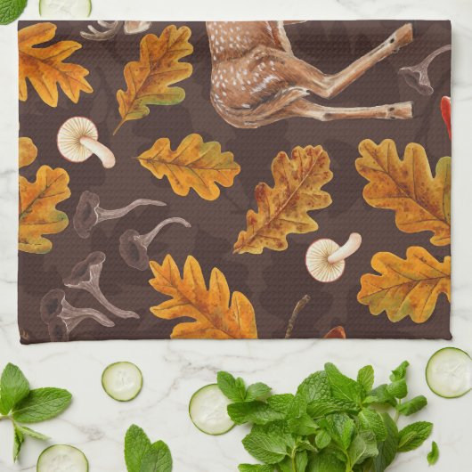 Herten in het herfstbos theedoek (Gevouwen)