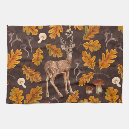 Herten in het herfstbos theedoek (Horizontaal)