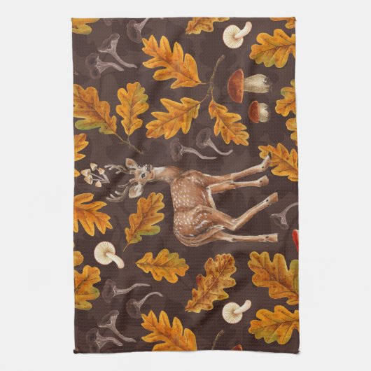 Herten in het herfstbos theedoek (Verticaal)