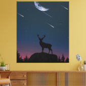 Herten in het maanlicht canvas afdruk (Insitu (Woonkamer))