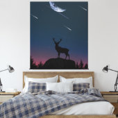 Herten in het maanlicht canvas afdruk (Insitu (Slaapkamer))