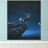 Herten in het maanlicht canvas afdruk (Insitu (Houten vloer))