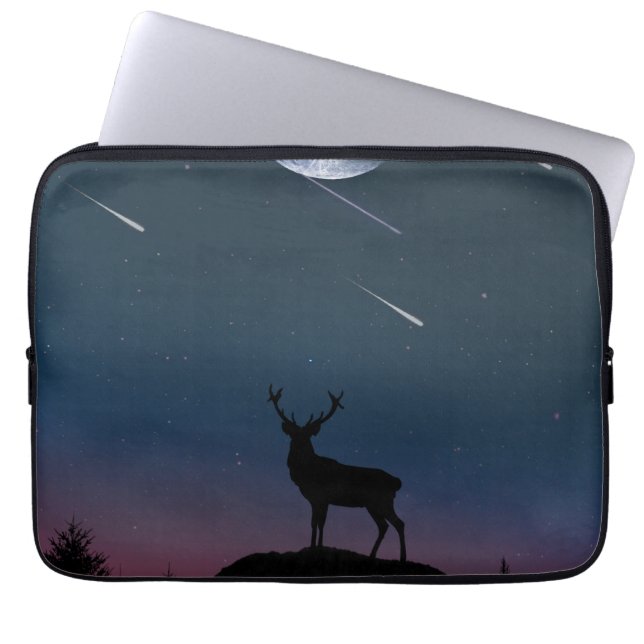 Herten in het maanlicht laptop sleeve (Voorkant)