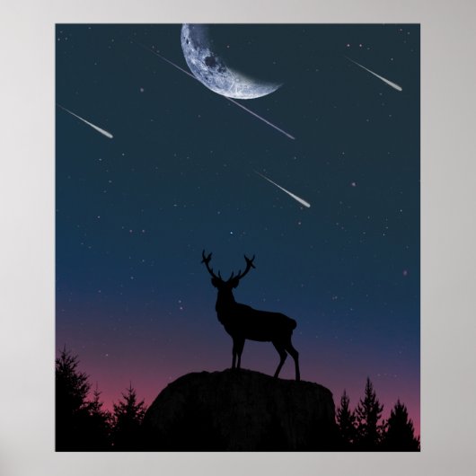 Herten in het maanlicht poster (Voorkant)
