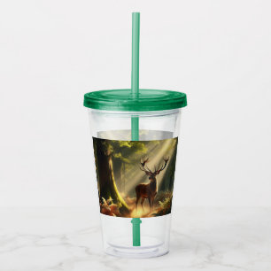 Herten in het ochtendbos acryl drinkbeker