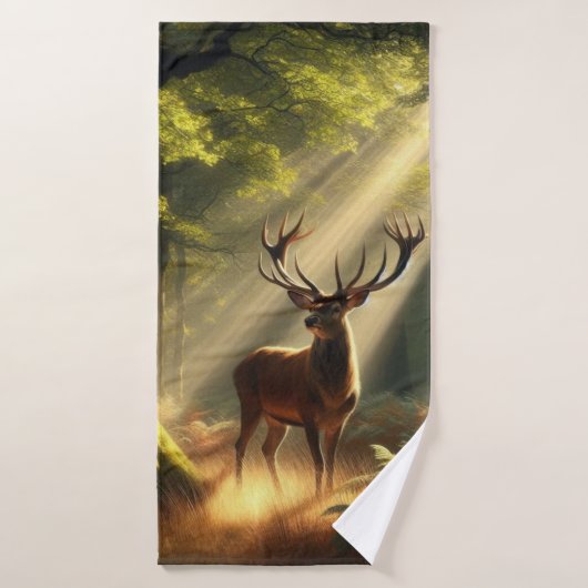 Herten in het ochtendbos badhanddoek (Badhanddoek)