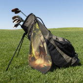 Herten in het ochtendbos golfhanddoek (Groen)