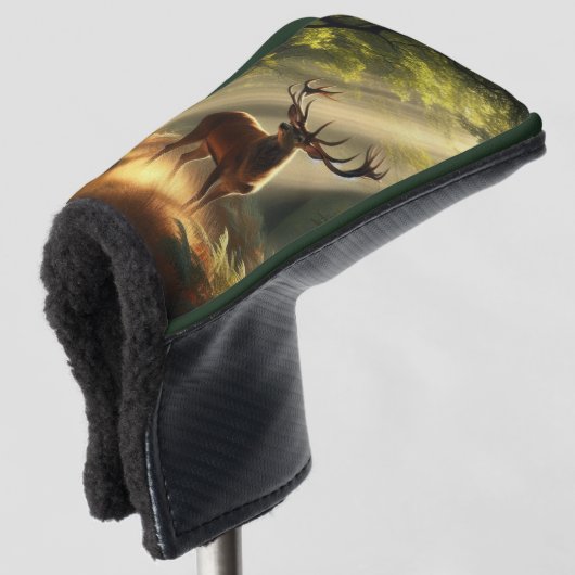 Herten in het ochtendbos golfheadcover (3/4 voorkant)