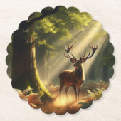 Herten in het ochtendbos kartonnen onderzetters (Voorkant)