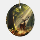 Herten in het ochtendbos keramisch ornament (Links)