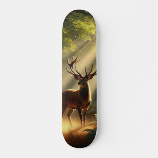 Herten in het ochtendbos persoonlijk skateboard (Voorkant)