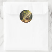 Herten in het ochtendbos ronde sticker (Tas)