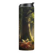 Herten in het ochtendbos thermosbeker (Gedraaid links)