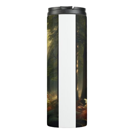 Herten in het ochtendbos thermosbeker (Achterkant)