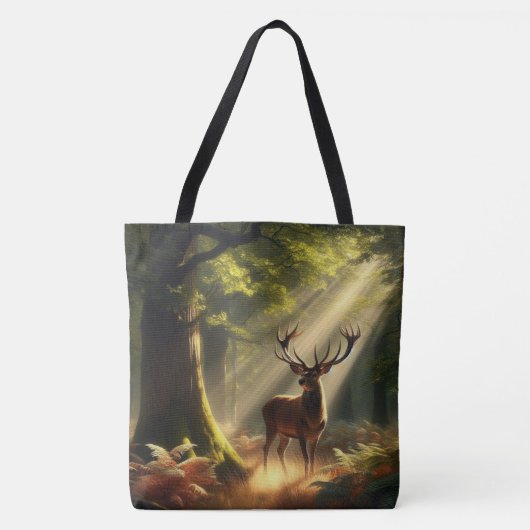 Herten in het ochtendbos tote bag (Voorkant)