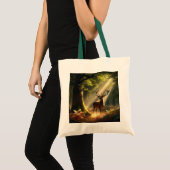 Herten in het ochtendbos tote bag (Voorkant (product))