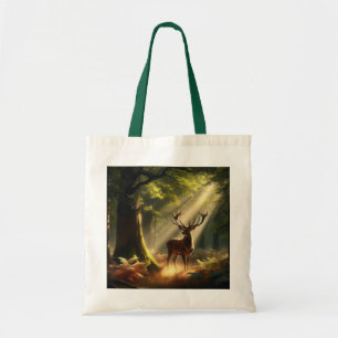 Herten in het ochtendbos tote bag