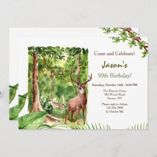 Herten in het wild Verjaardag Kaart (Voorkant / Achterkant)