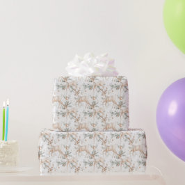 Herten in het winterbos Kerstmis Cadeaupapier