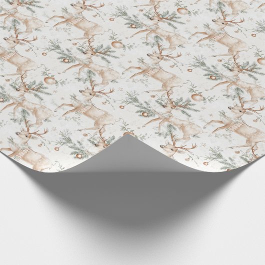 Herten in het winterbos Kerstmis Cadeaupapier (Hoek)