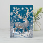 Herten in het winterlandschap, folie en tekst feestdagenkaart (Staand Voorkant)