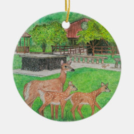 Herten in Humiston Bossen door het Paviljoen Keramisch Ornament