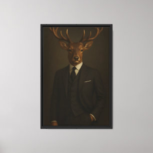 Herten in kostuum omlijst canvas muurkunst afdruk