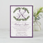 Herten in Krans met Monogram Plum Kaart (Staand voorkant)