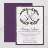 Herten in Krans met Monogram Plum Kaart (Voorkant / Achterkant)