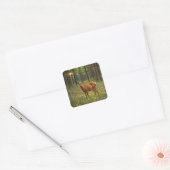 Herten in magisch bos vierkante sticker (Envelop)