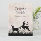 Herten in Meadow bruiloft uitnodiging (Staand voorkant)