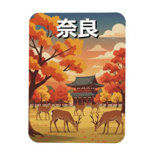 Herten in Nara Park Japan Reizen Magneet