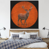  herten in oranje natuur canvas afdruk (Insitu (Slaapkamer))