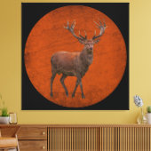  herten in oranje natuur canvas afdruk (Insitu (Woonkamer))