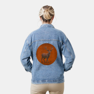  herten in oranje natuur denim jacket