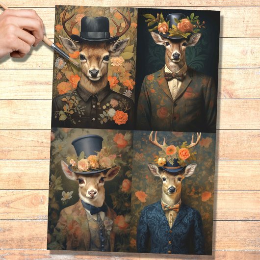 Herten in pak Collage 1 Decoupage papier