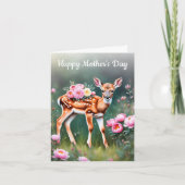 Herten in pioenentuin Happy Moederdag Kaart (Voorkant)