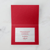 herten in sneeuw en rood vogelhuis in sneeuwvlokve kaart (Binnen)