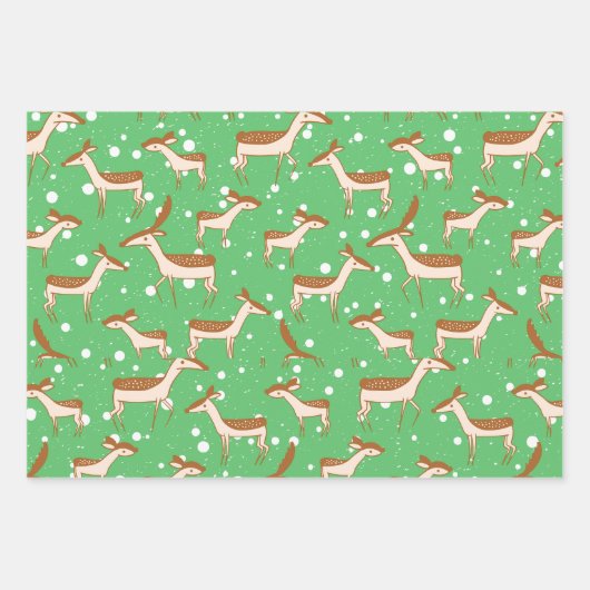 Herten in Sneeuw Wrapping Paper Flat Sheet Set van (Voorkant 2)