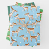 Herten in Sneeuw Wrapping Paper Flat Sheet Set van (In situ)