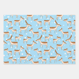 Herten in Sneeuw Wrapping Paper Flat Sheet Set van