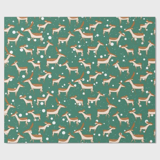 Herten in Sneeuw Wrapping Paper Roll Cadeaupapier (Vlak)