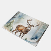 Herten in Snowy Forest Kerstbomen Waterverf Deurmat (Schuin)