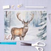 Herten in Snowy Forest Kerstbomen Waterverf Tissuepapier (Craft)
